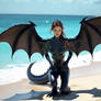 TF 2dragon, beach with kneeling black Dragon