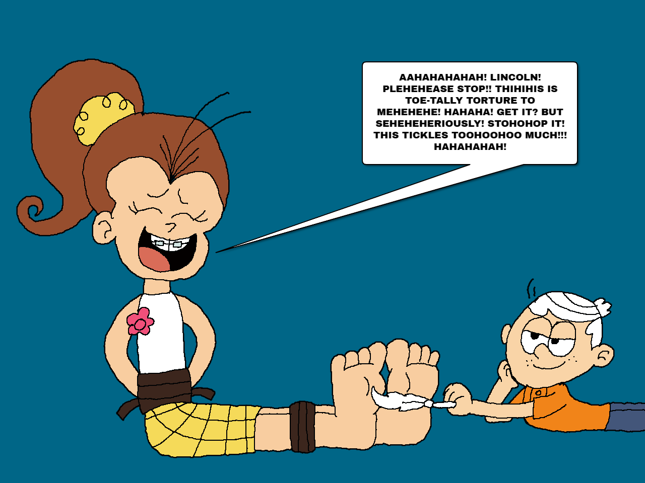 Lincoln Loves Tickling Luan Too by Axmarsonicfan121 on DeviantArt