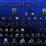 black and blue icon set