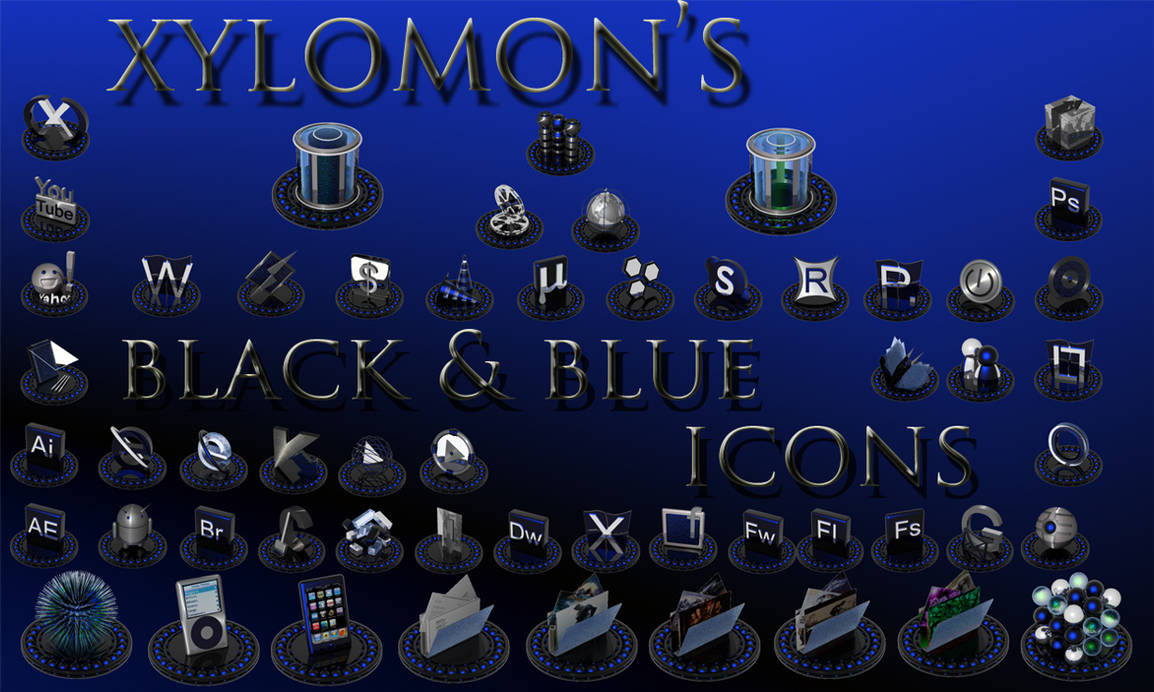 black and blue icon set by xylomon on DeviantArt