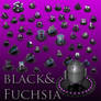 black and fuchsia icon set