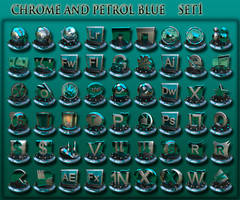 petrol blue and chrome  set 1