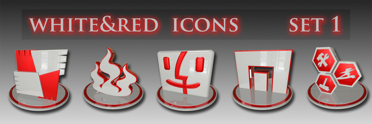 white and red icons set 1