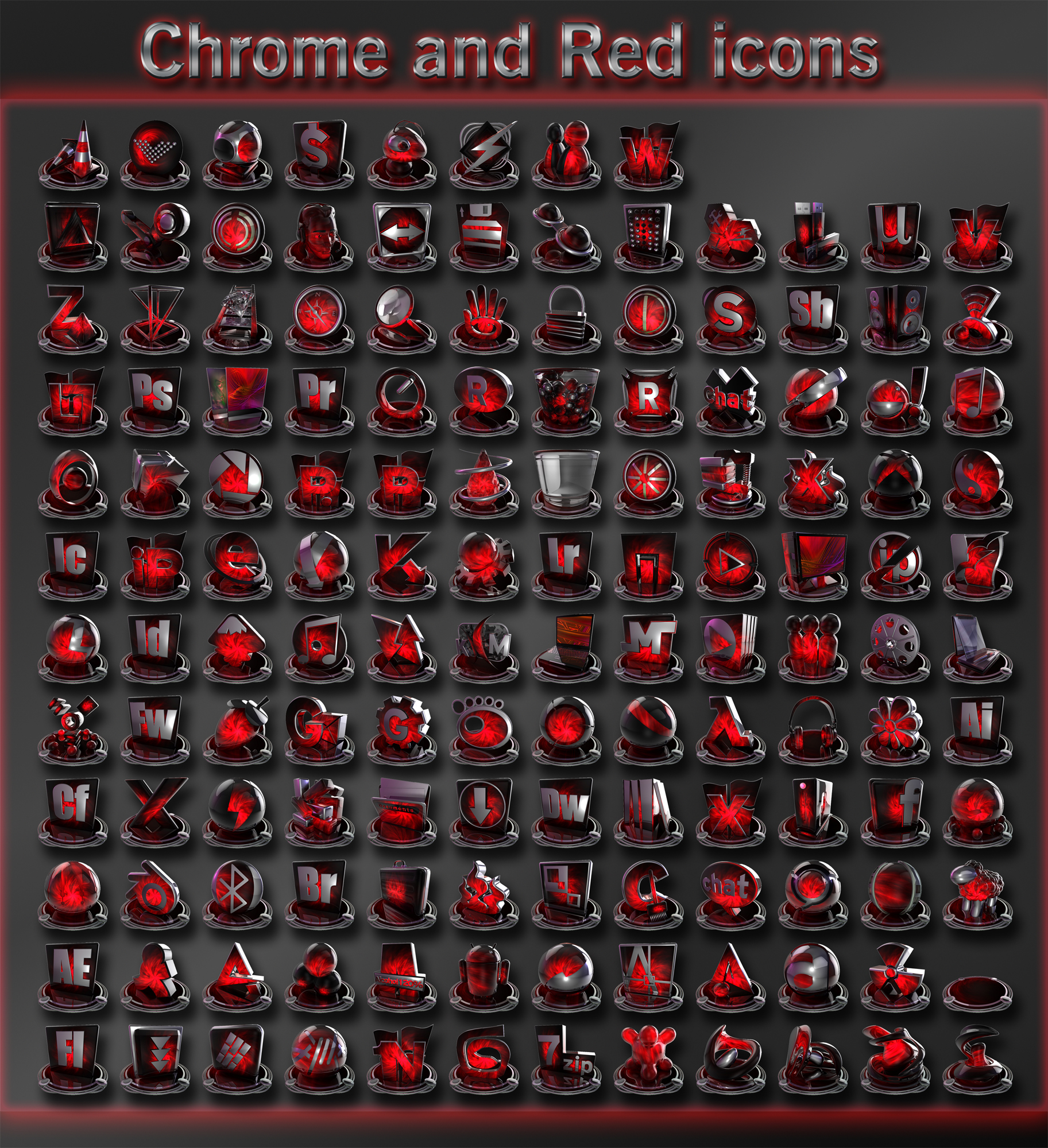 chrome and red icons by xylomon on DeviantArt