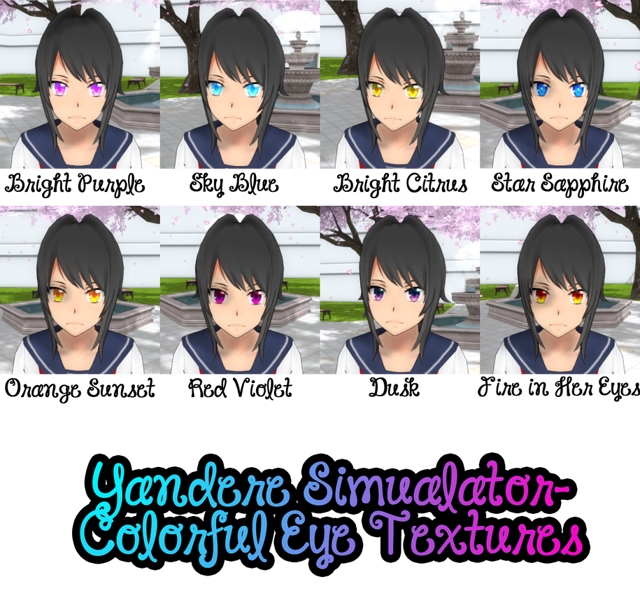 Yandere Simulator Colorful Eyes Texture Pack By