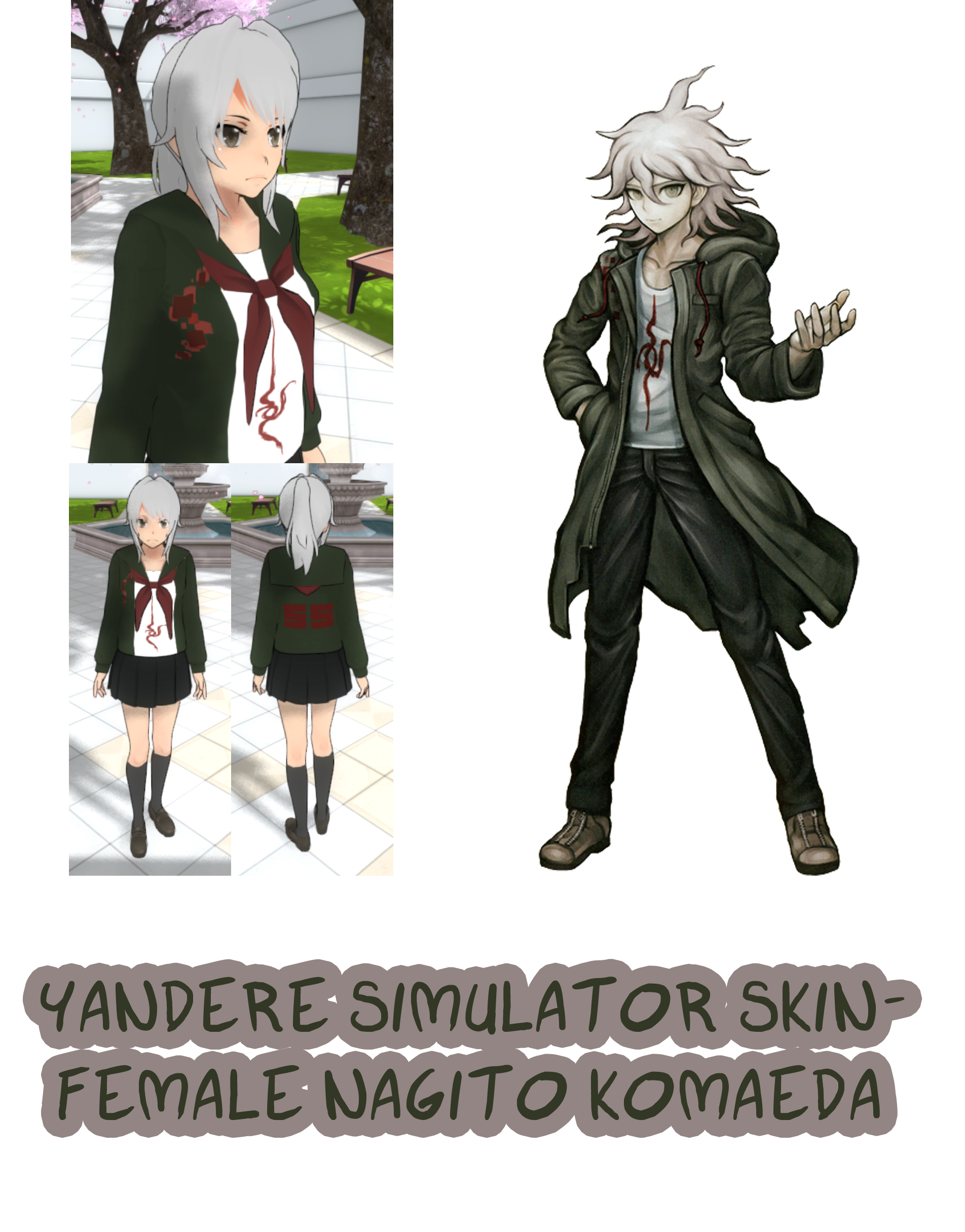 Yandere Simulator Female Nagito Komaeda Skin By Imaginaryalchemist On