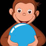 Curious George with a blue ball