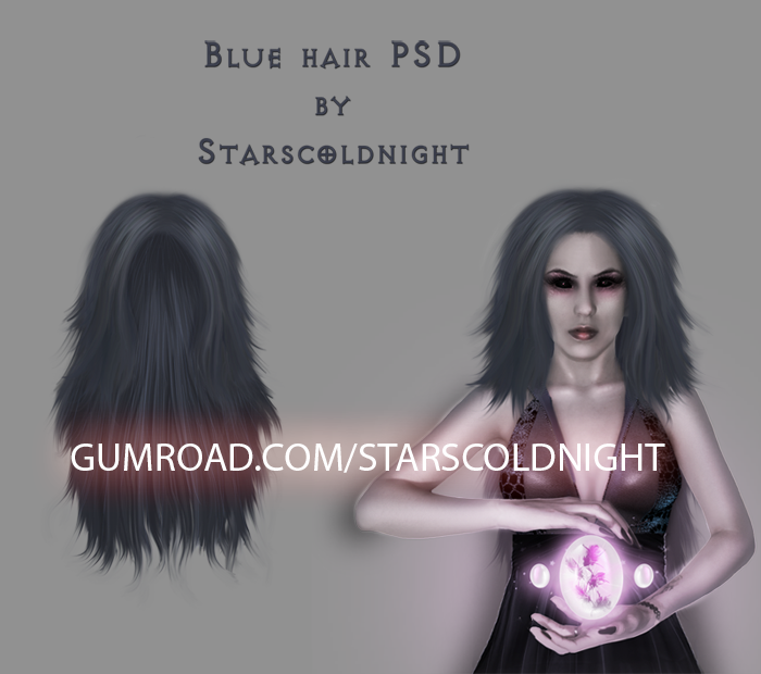 Long blue hair PSD