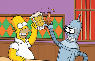 Homer and Bender - Drinking