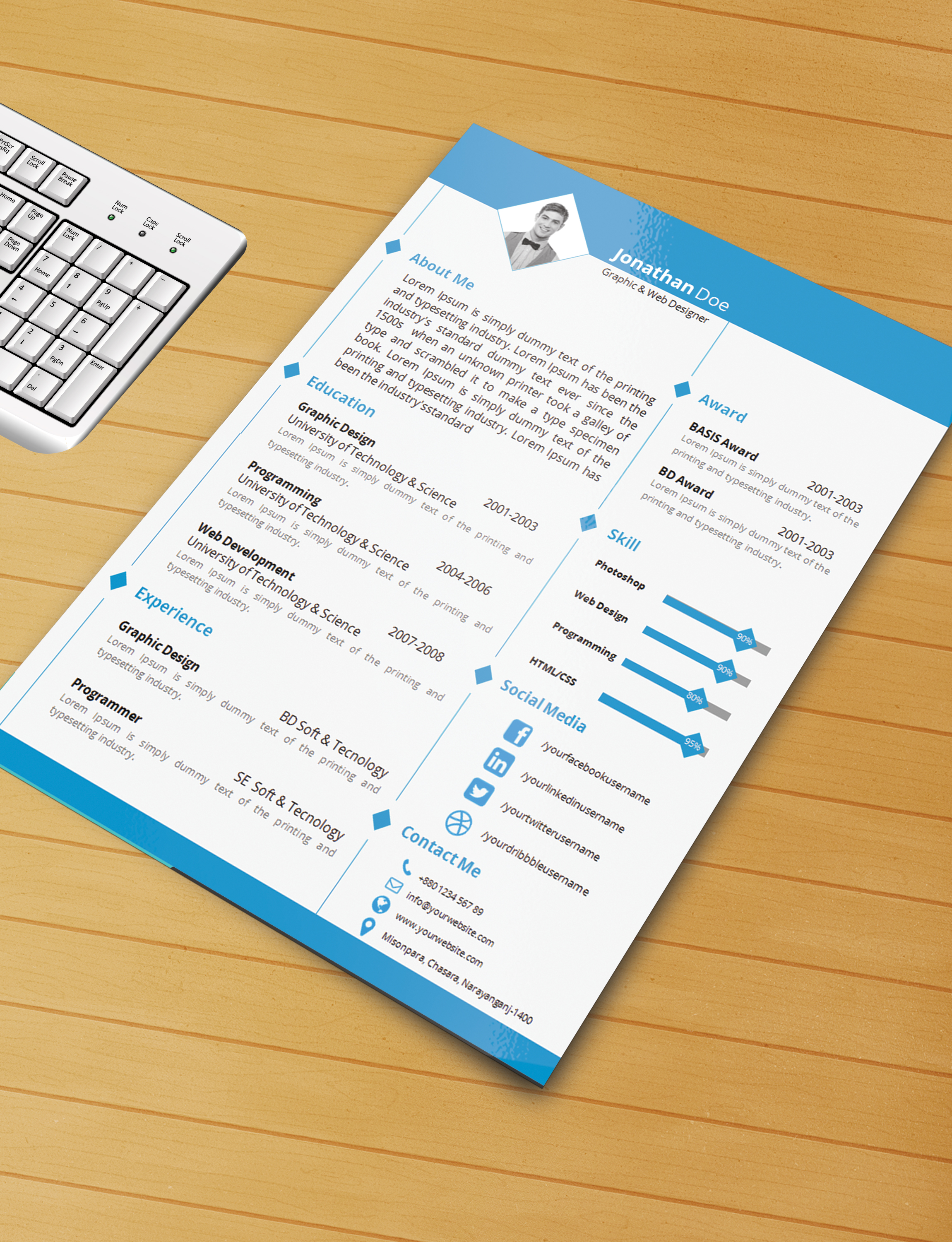 Resume Template With Ms Word File ( Free Download) by With Microsoft Word Resume Template Free