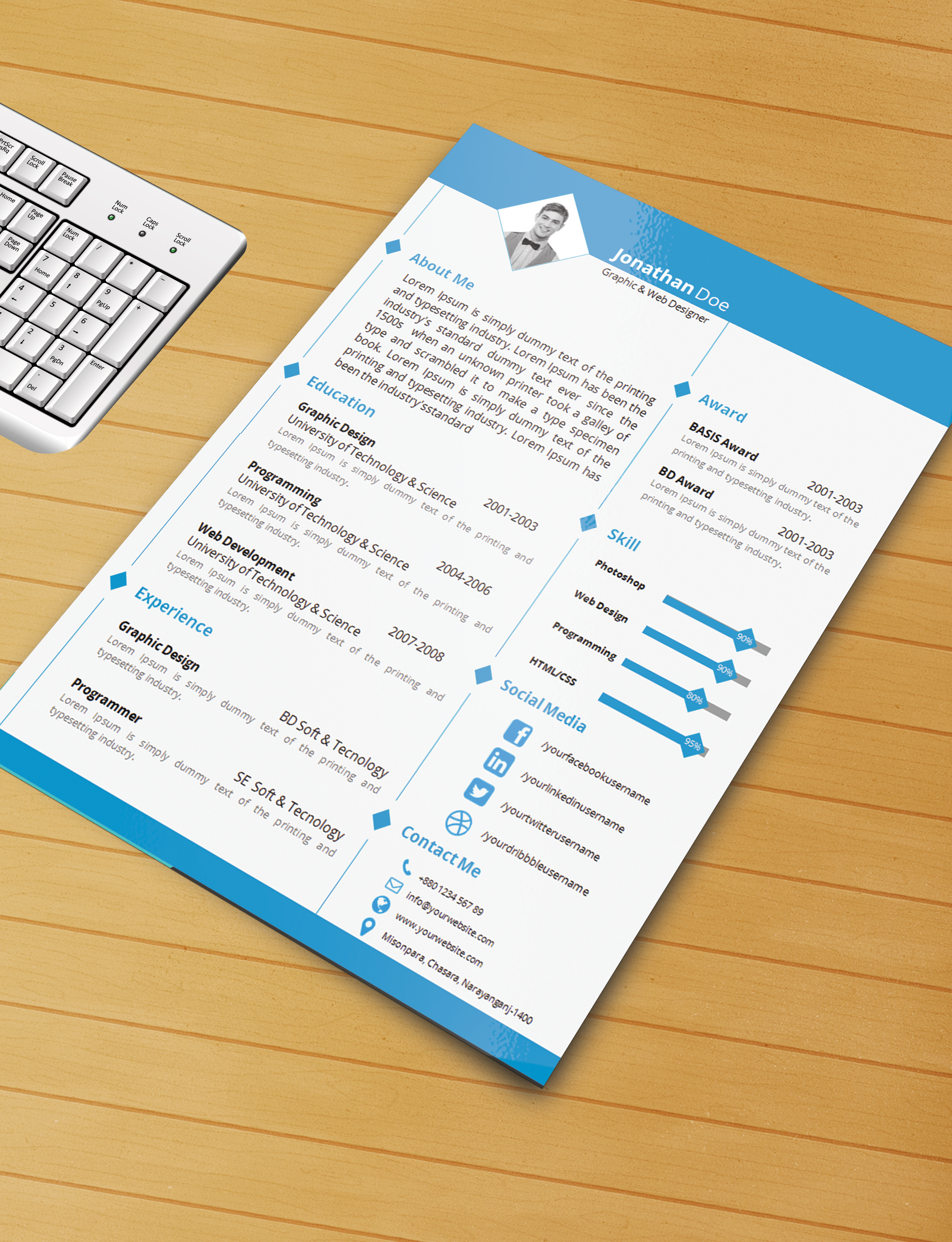 Resume Template With Ms Word File ( Free Download)