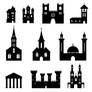 Silhouette set of churches and similar structures