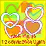 Pack Png de 12 Corazones Lights