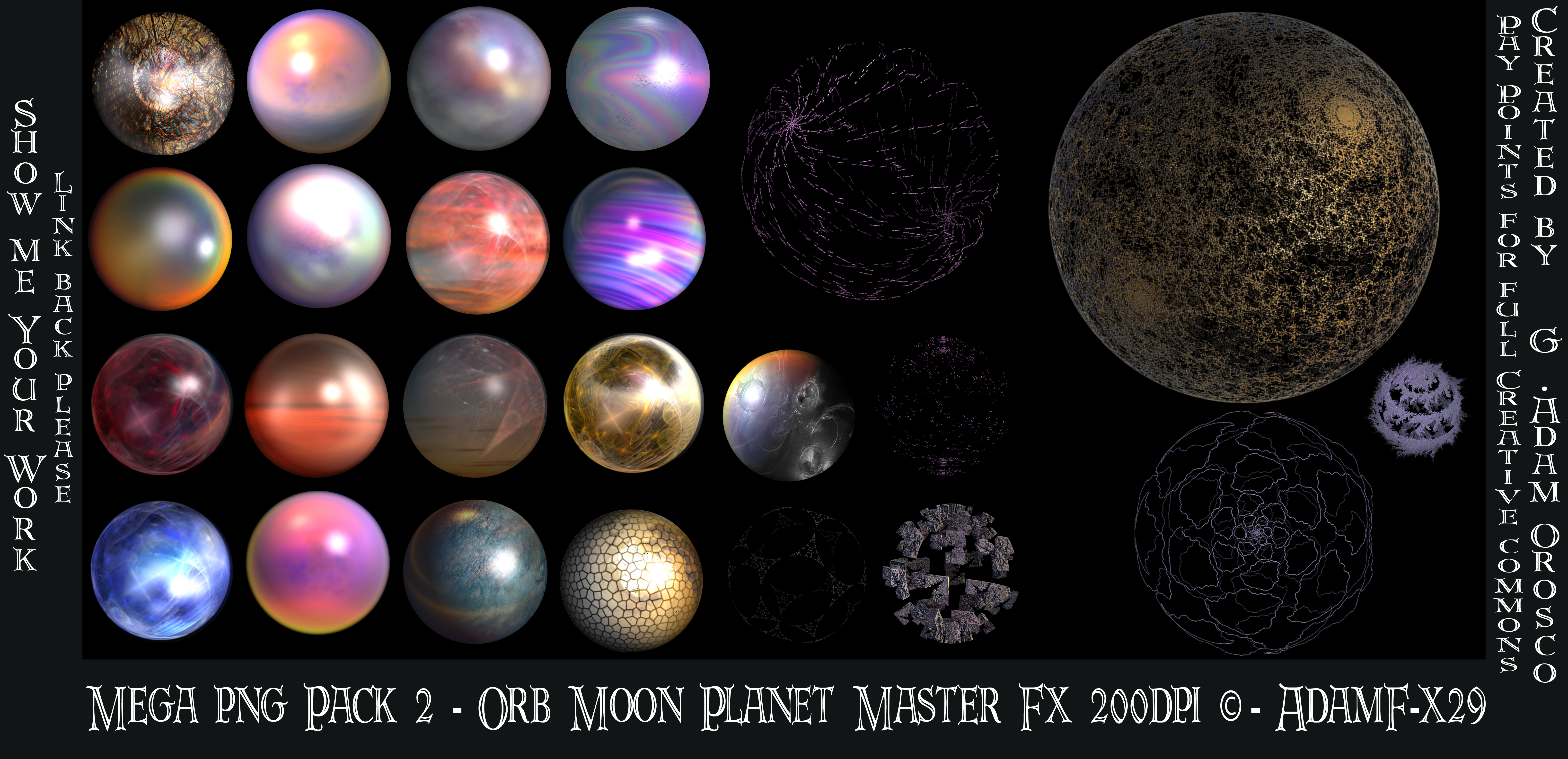 Mega png Pack 2  - Orb Moon Planet Master  Fx