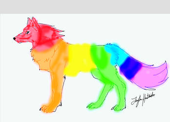 Rainbow Wolf by dragonheather