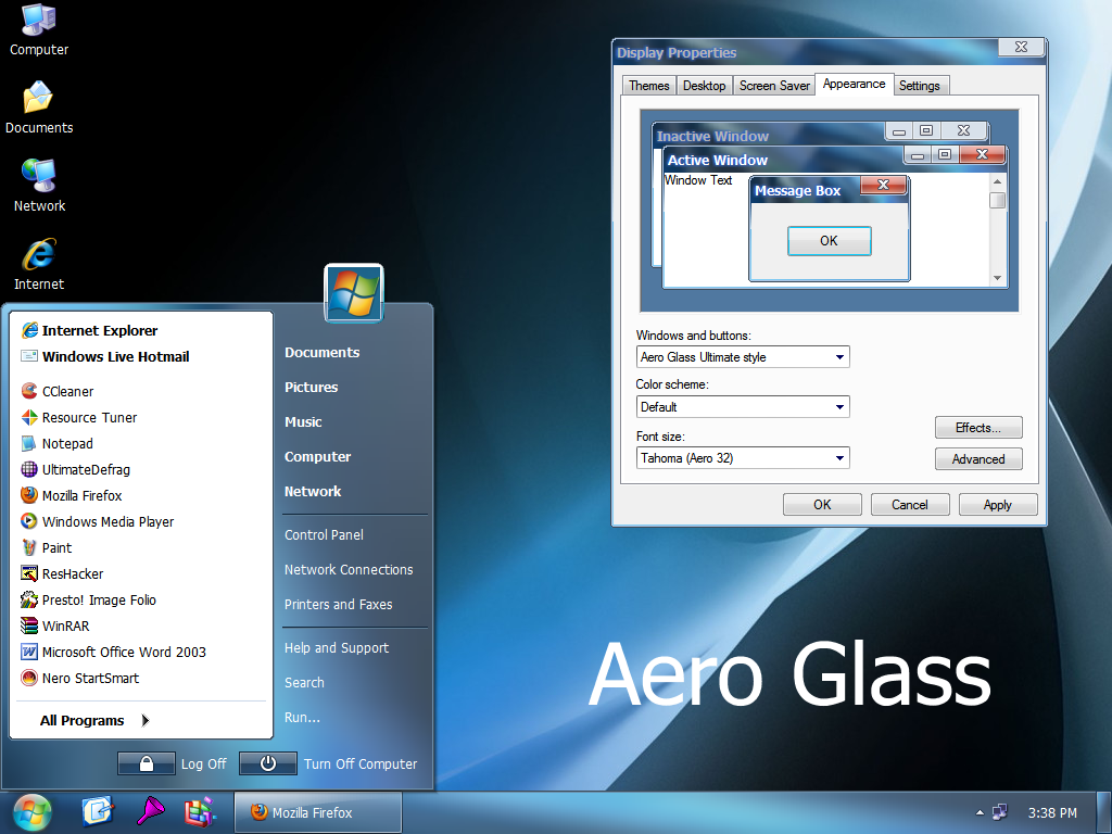 windows aero obecny w systemie Windows XP