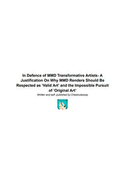 In Defence of MMD Transformative Artists