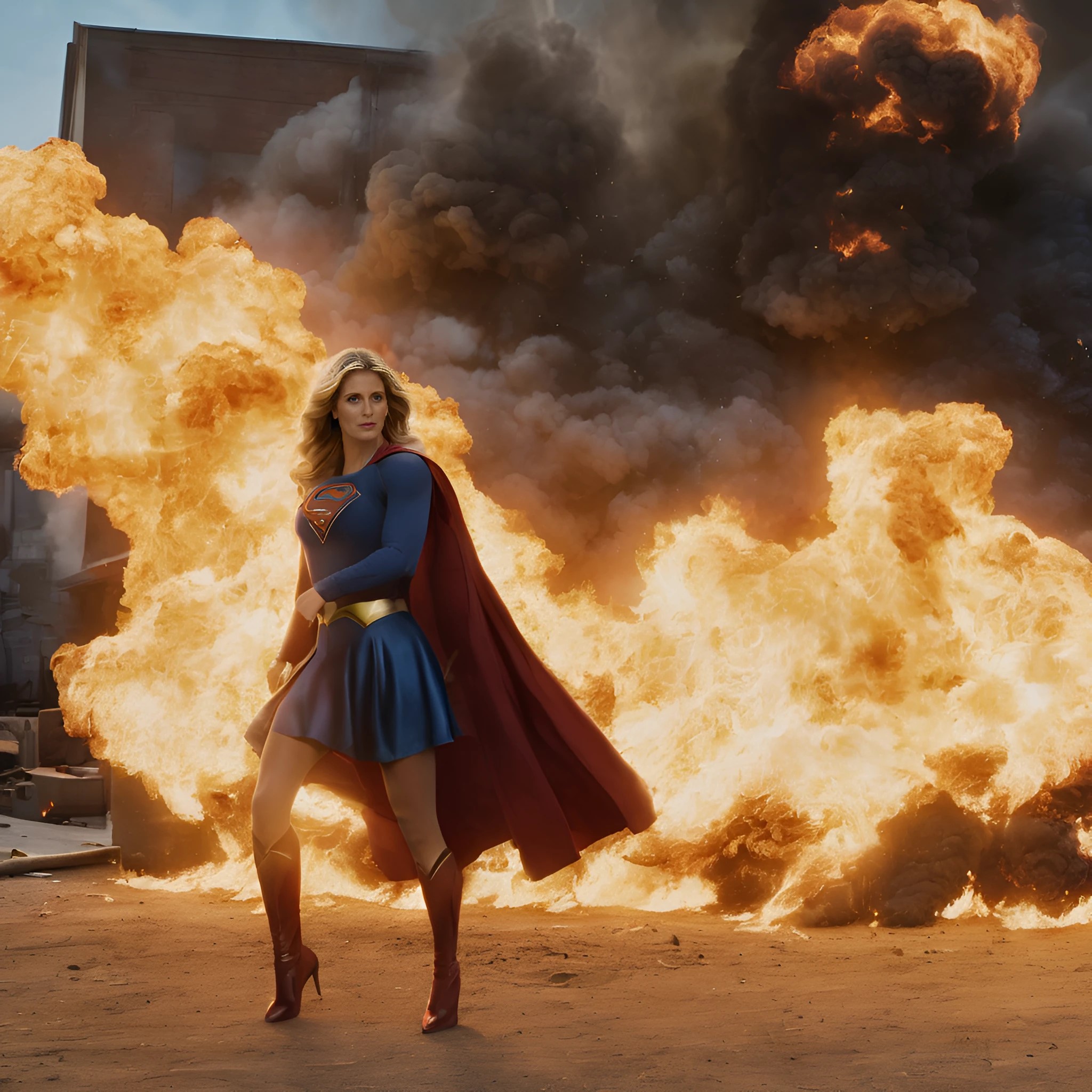 Supergirl arriving to put out a fire. by 1984Superwomen on DeviantArt