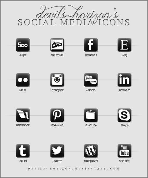 Black + White - Social Media Icons by devils-horizon