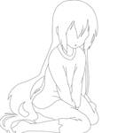 FREE line-art ! Feel free to use (Sad anime girl)