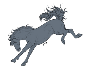 Free Horse Lineart Bucking