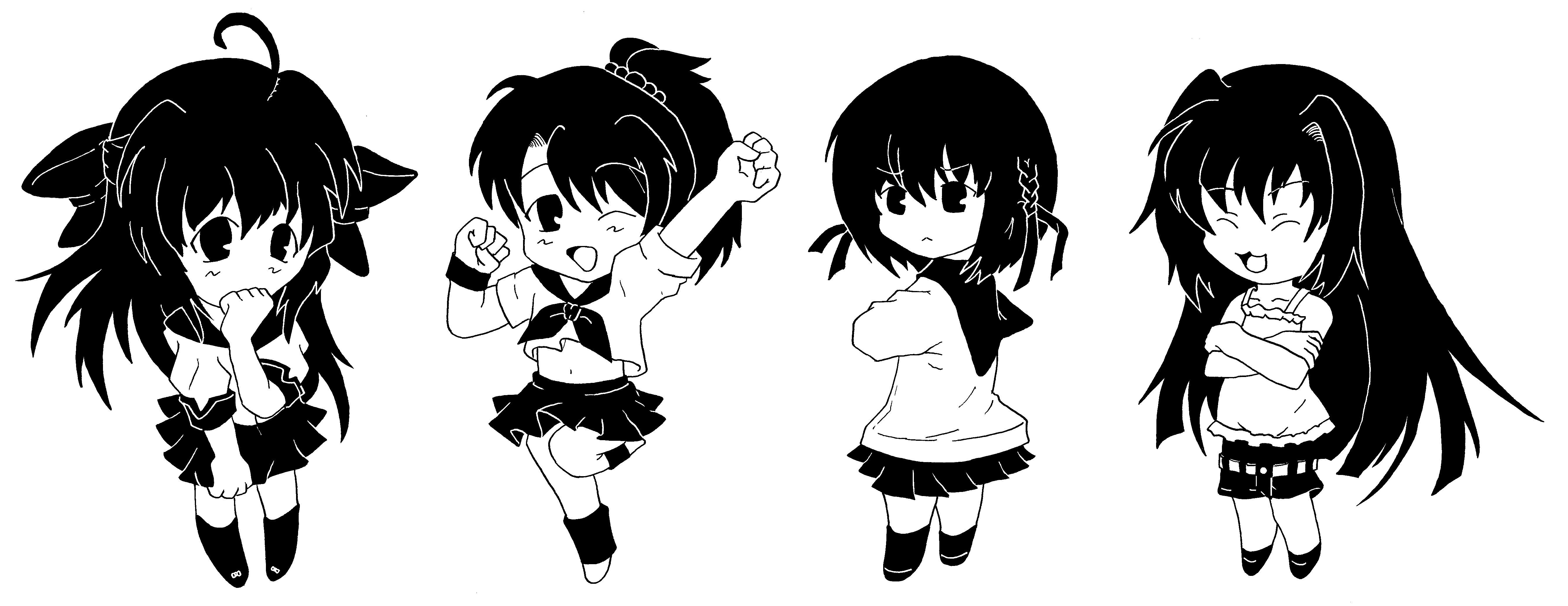 Black and white Chibi Black  White 2 Art Chibi hand black White png   PNGEgg