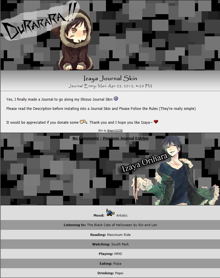 Izaya Journal Skin