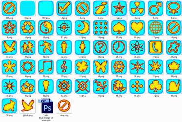 Light blue-orange set icons PNG and ICO + PSD by vitago