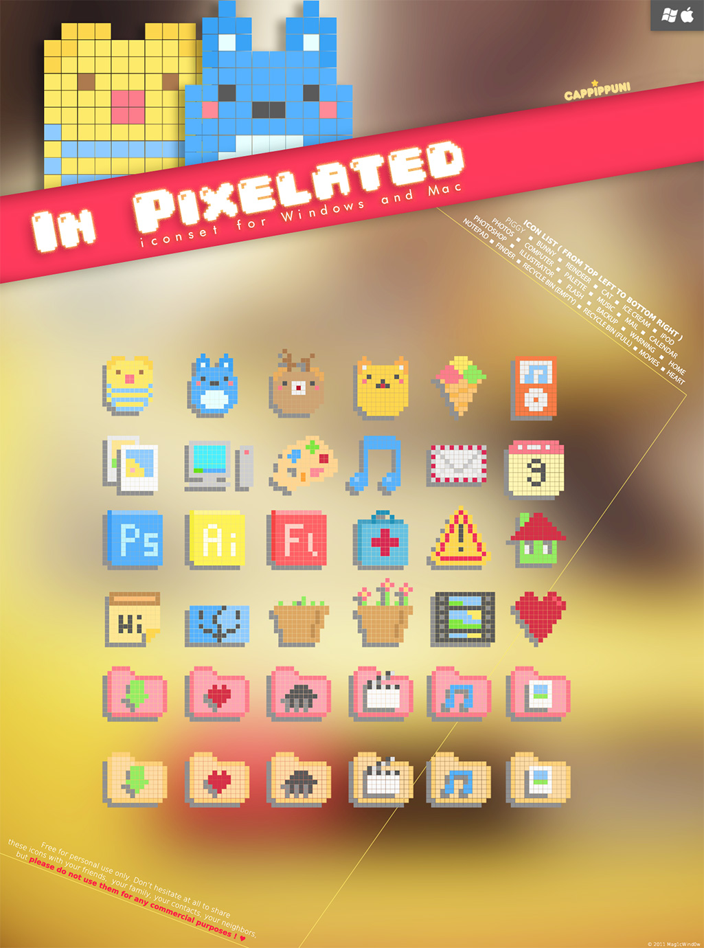 In Pixelated Icon Set