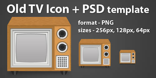 Old TV Icon + PSD template