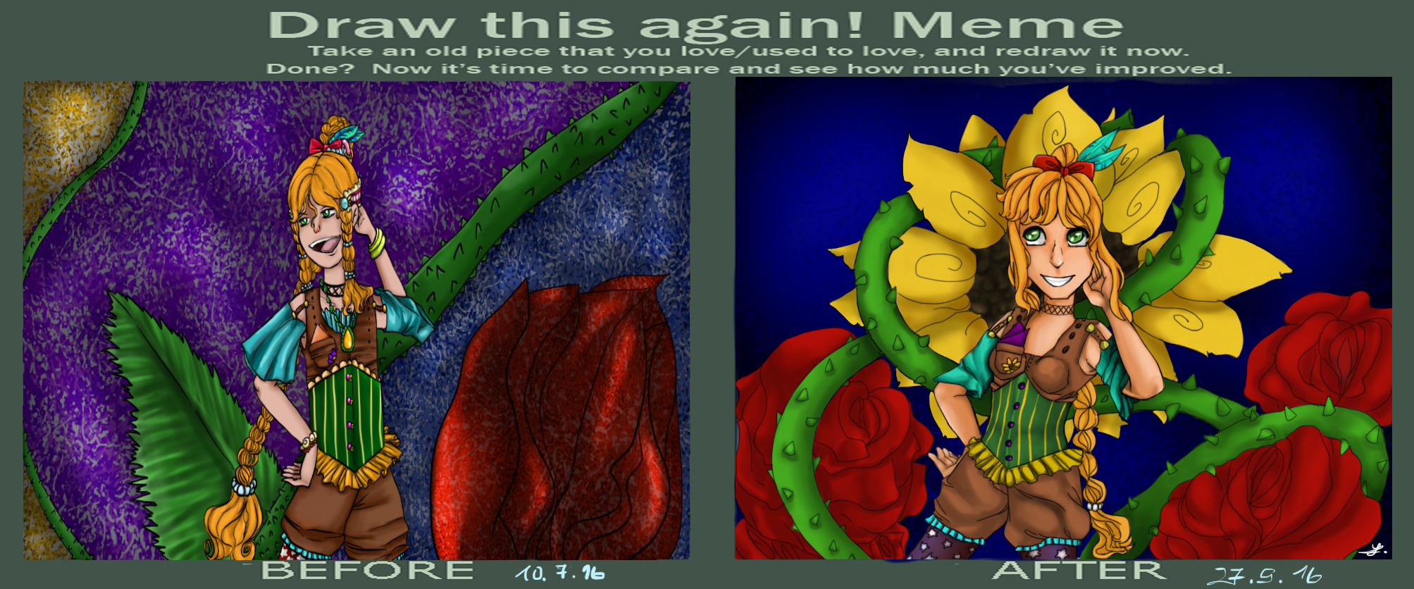 Meme : Before and After _Sunflower_ by ErasedMe on DeviantArt