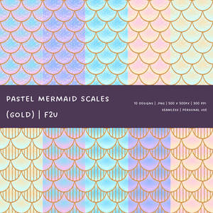 f2u | pattern | pastel mermaid scales (gold)
