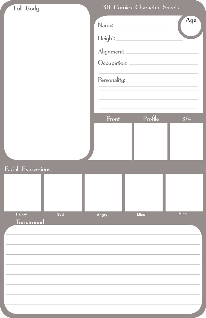 3B Comics Character sheets