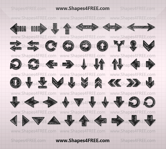 70 Hand Drawn Arrows PS Shapes