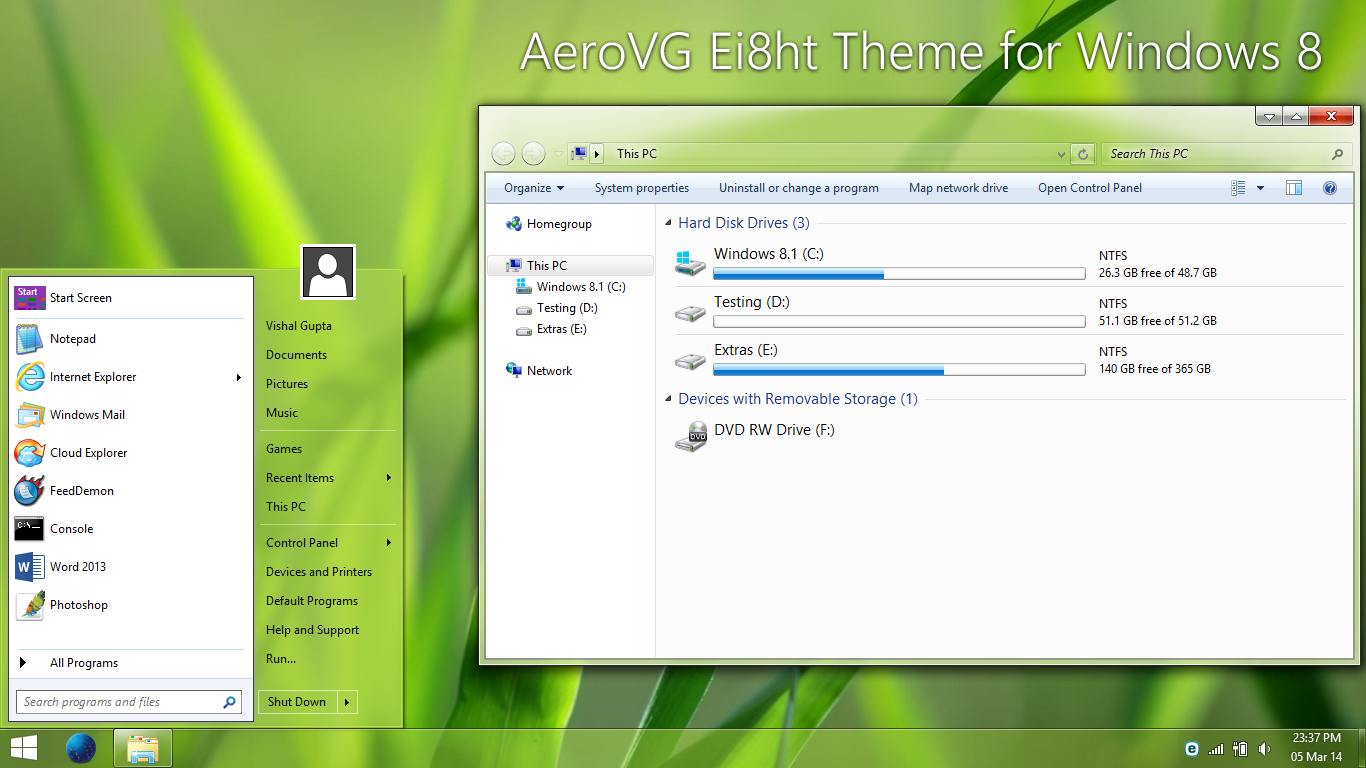 AeroVG Ei8ht Theme for Windows 8
