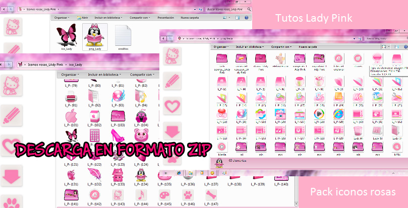 Pack de iconos rosa  .zip