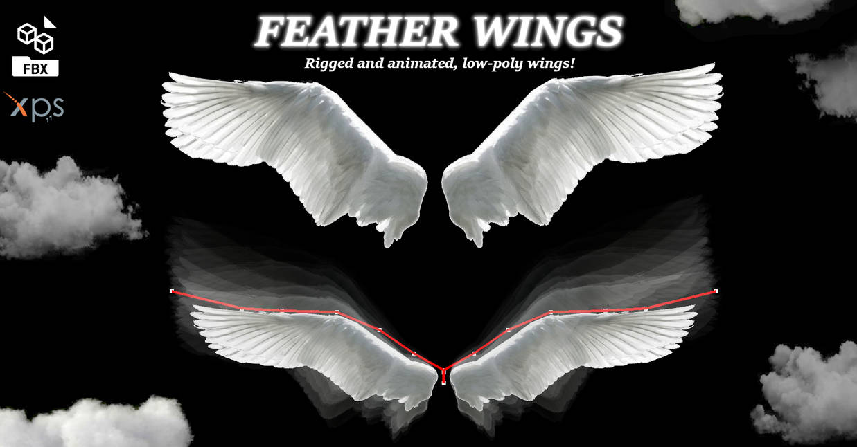 Feathered Wings Animated (FBX, XPS DOWNLOAD) by Honorsoft on DeviantArt