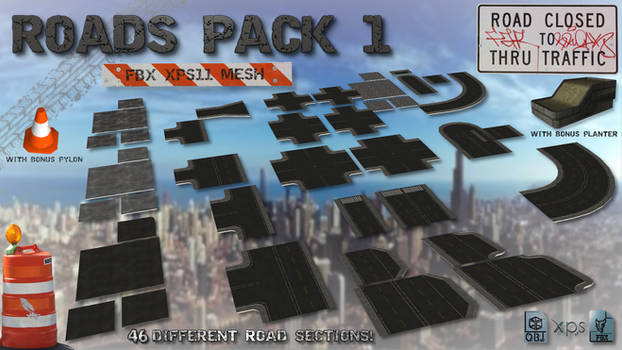 Roads Pack 1 (XPS MESH, FBX, OBJ) DOWNLOAD