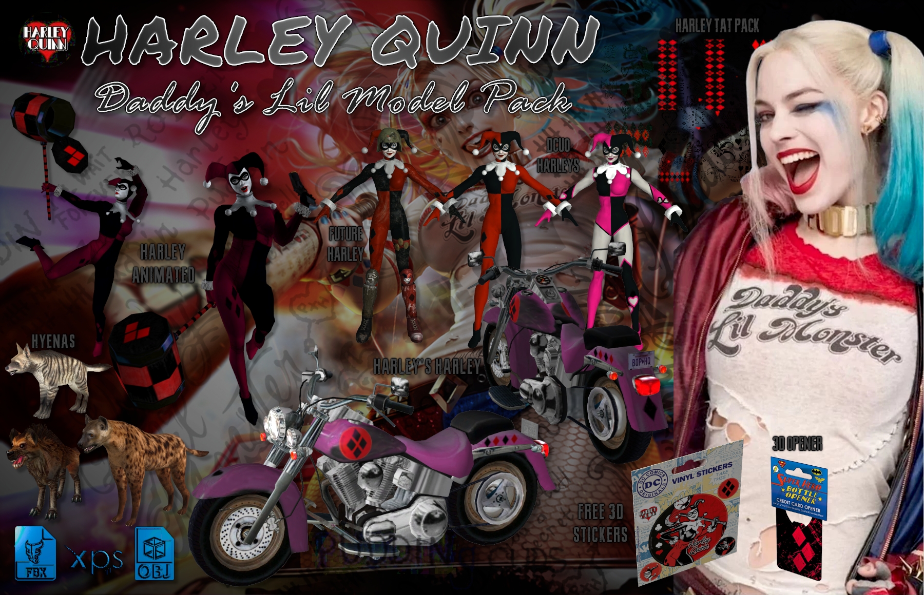 Harley Quinn Model Pack (FBX XPS OBJ) DL by Honorsoft on DeviantArt