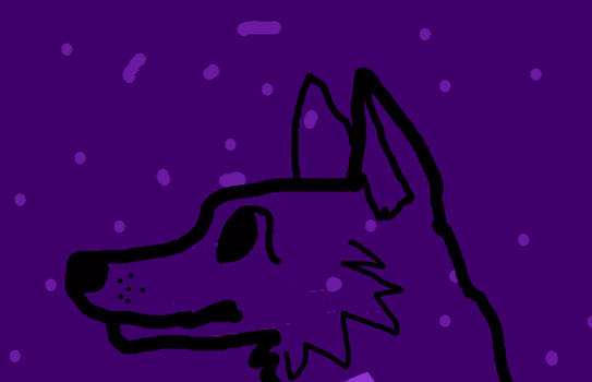 my first drawing of a purple dog