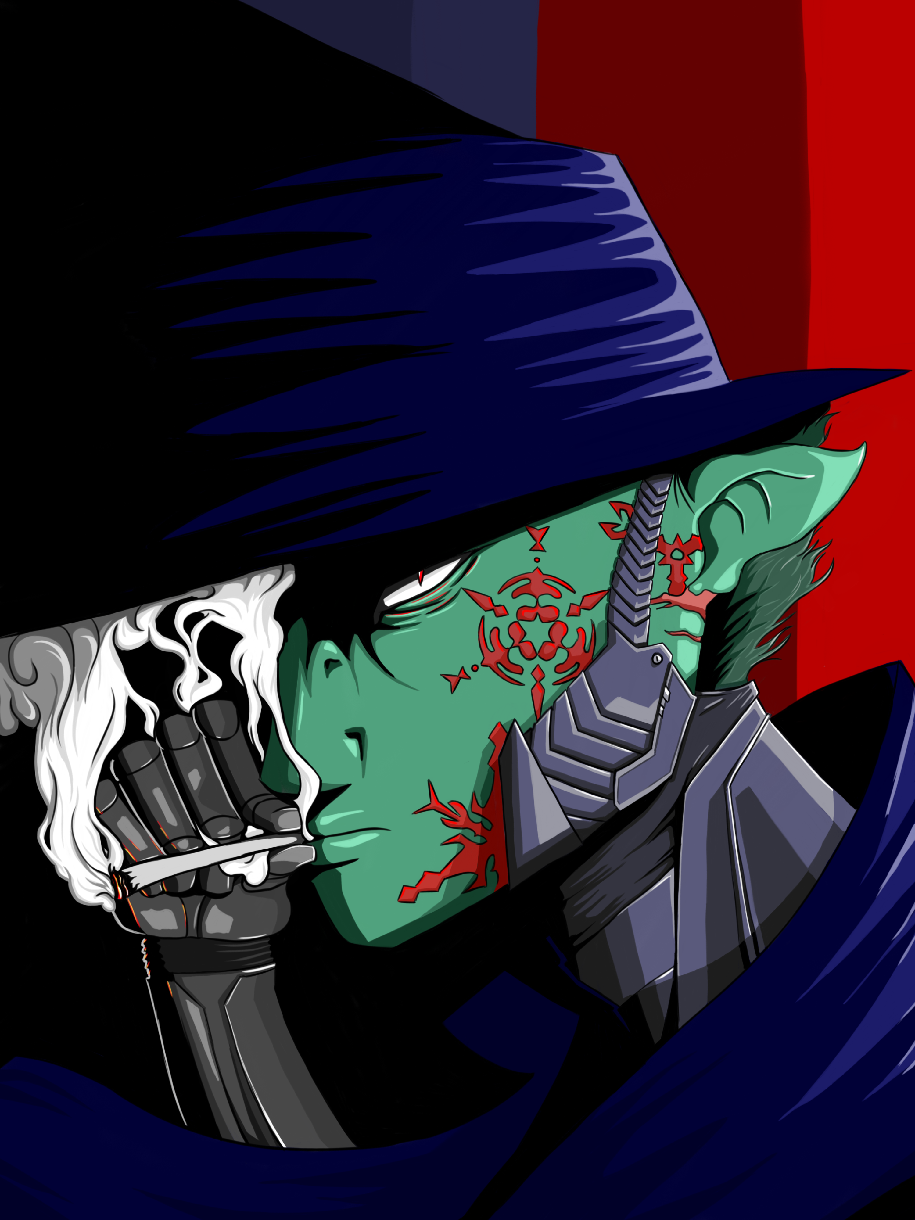 Smoking Cyborg Elf by Korura on DeviantArt