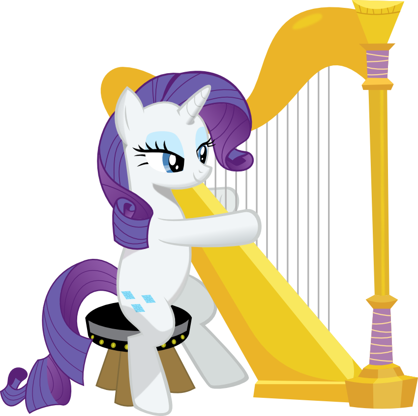 Rarity playing a harp by BucketHelm on DeviantArt