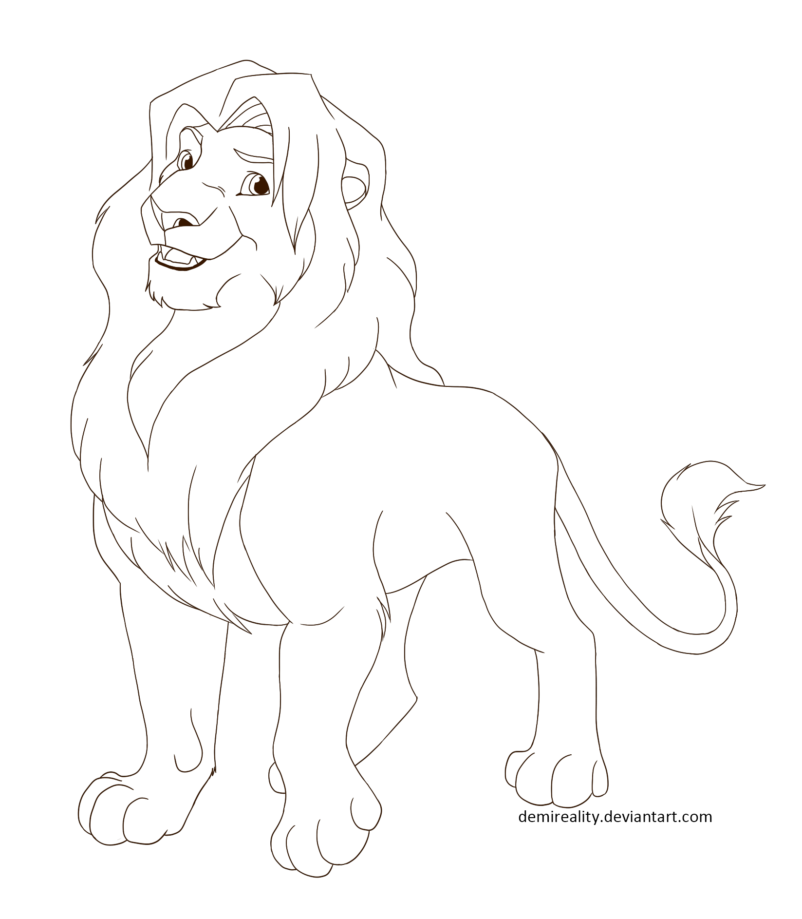 TLK Male Lion Lineart FREE (png+paint update) by DemiReality on