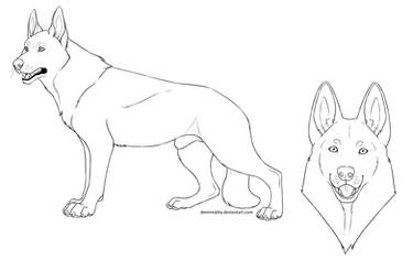 Free German Shepherd Lineart (png+paint update)