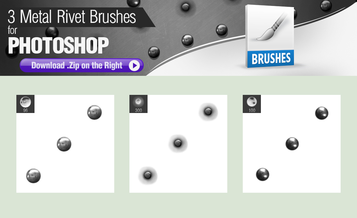 3 Metal Rivet Brushes for Photoshop