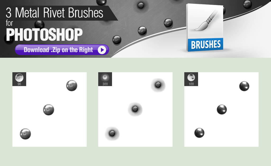 3 Metal Rivet Brushes for Photoshop by pixelstains
