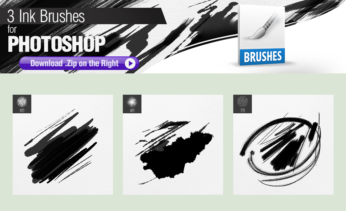 3 Ink Brushes for Photoshop