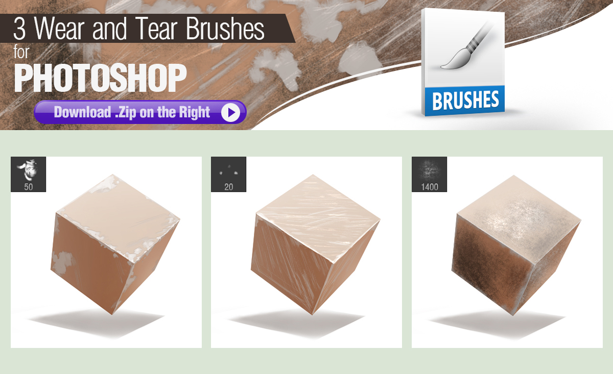 3 Photoshop Brushes for Painting Wear and Tear