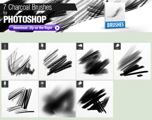 7 Charcoal Brushes for Photoshop