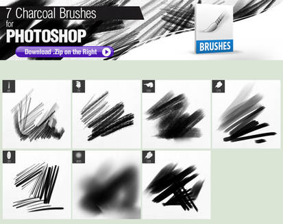 7 Charcoal Brushes for Photoshop